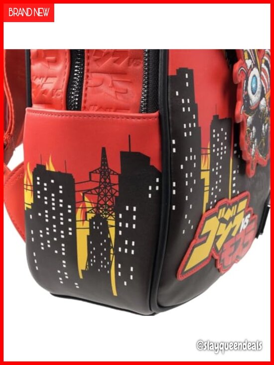Kaiju Faux Leather Midsize Backpack Moving Mothra Applique Loungefly main image 5